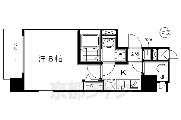 京都市烏丸線 十条駅(京都市営) 徒歩2分 7階建 築9年(1K/2階)の間取り写真