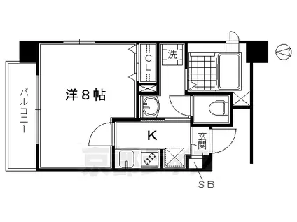 京都市烏丸線 十条駅(京都市営) 徒歩2分 7階建 築8年(1K/6階)の間取り写真