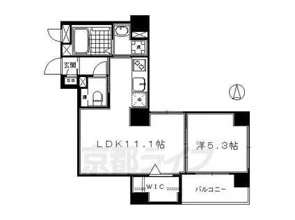 京都市烏丸線 十条駅(京都市営) 徒歩2分 7階建 築8年(1LDK/3階)の間取り写真