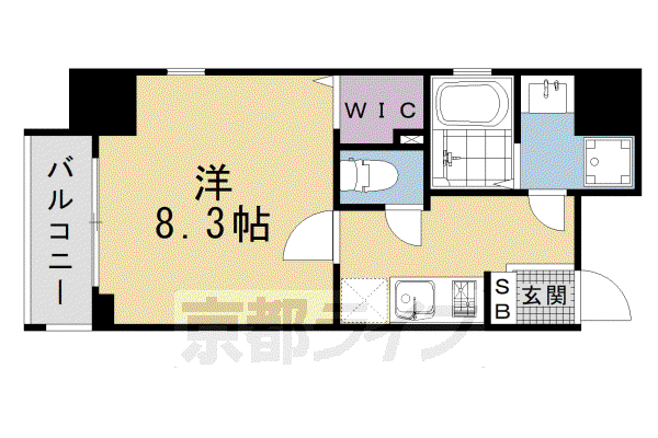 山陰本線 丹波口駅 徒歩12分 9階建 築9年(1K/9階)の間取り写真