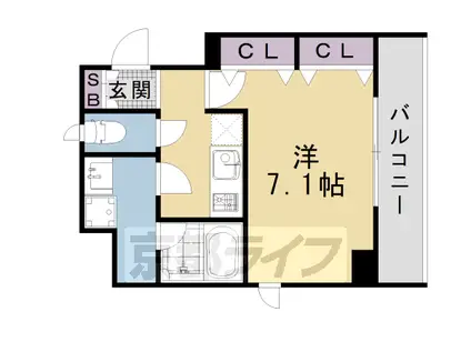 近鉄京都線 東寺駅 徒歩4分 5階建 築8年(1K/5階)の間取り写真