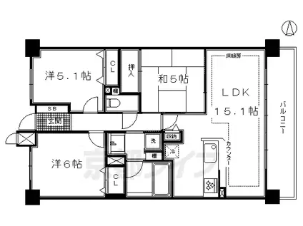 パデシオン十条(3LDK/4階)の間取り写真