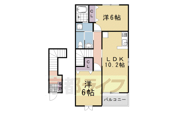 H&M木村(2LDK/2階)の間取り写真