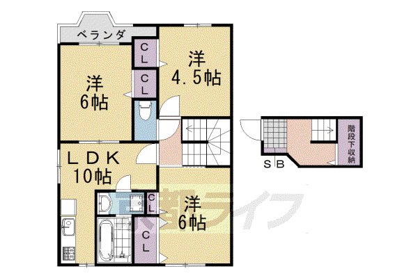 アーク壱番館(3LDK/2階)の間取り写真