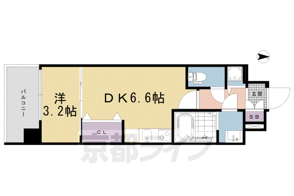 THE GARNET MILLENNIUM KYOTO 九条(1DK/5階)の間取り写真