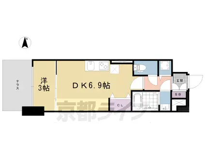京都市烏丸線 十条駅(京都市営) 徒歩6分 7階建 築5年(1DK/1階)の間取り写真
