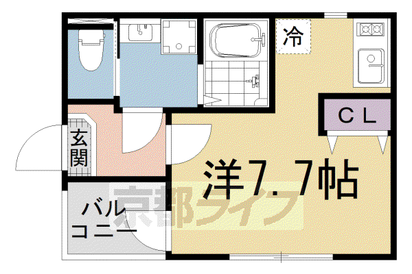 京都市東西線 椥辻駅 徒歩12分 3階建 築5年(ワンルーム/3階)の間取り写真