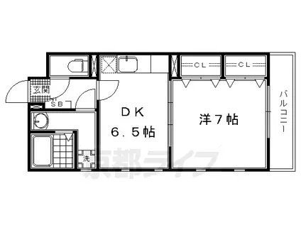 京都市烏丸線 九条駅(京都) 徒歩7分 5階建 築7年(1DK/4階)の間取り写真