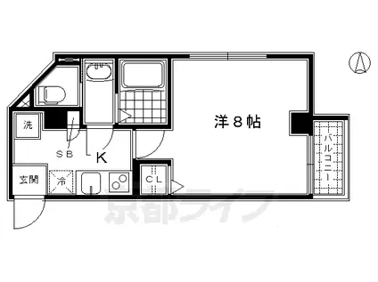 京阪電気鉄道京阪線 七条駅 徒歩4分 4階建 築7年(1K/2階)の間取り写真