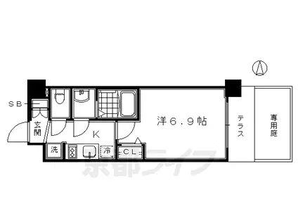 京都市烏丸線 十条駅(京都市営) 徒歩4分 7階建 築7年(1K/1階)の間取り写真