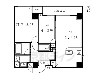 東海道本線 京都駅 徒歩4分 10階建 築6年(2LDK/4階)の間取り写真