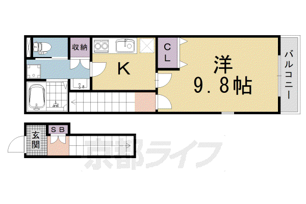REIWACOURT(1K/2階)の間取り写真