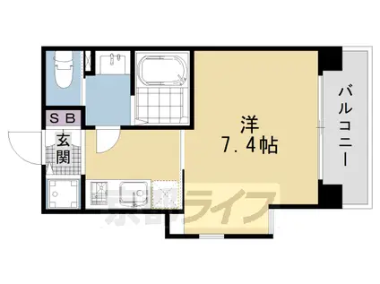 アクアプレイス京都洛南Ⅲ(1K/6階)の間取り写真