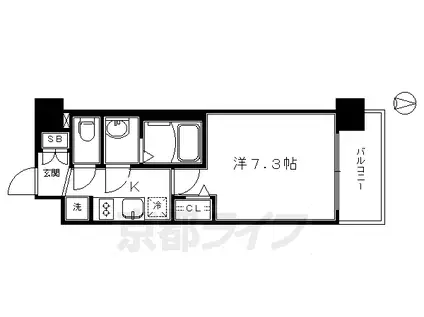 プレサンスTHE KYOTO流雅(1K/2階)の間取り写真