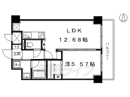 京阪電気鉄道京阪線 七条駅 徒歩5分 10階建 築7年(1LDK/2階)の間取り写真