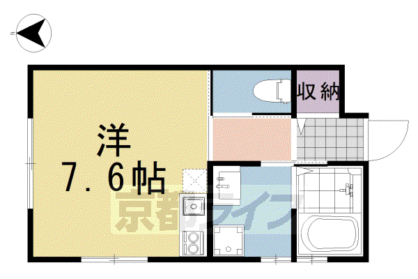山陰本線 円町駅 徒歩4分 1階建 築8年(ワンルーム/1階)の間取り写真