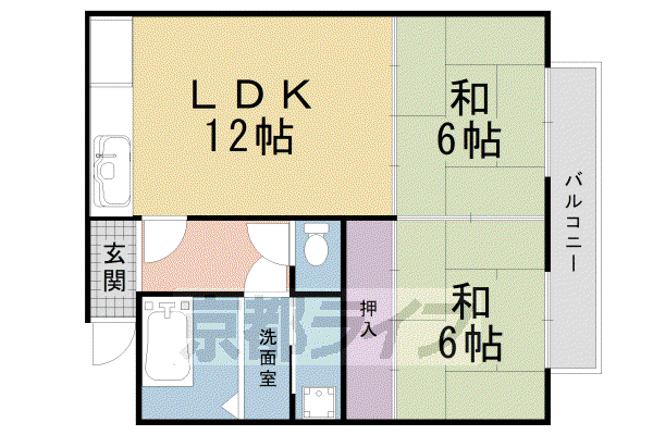 京阪電気鉄道京阪線 藤森駅 徒歩4分 4階建 築53年(2LDK/3階)の間取り写真