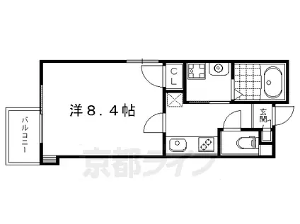 叡山電鉄 元田中駅 徒歩7分 4階建 築8年(1K/3階)の間取り写真
