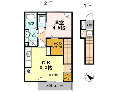 飯島コーポ(1DK/2階)の間取り写真