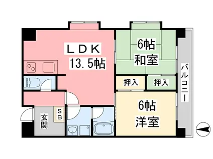 マンション輝宣(2LDK/2階)の間取り写真