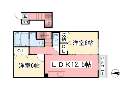 メゾン・ド・シュシュ A棟(2LDK/2階)の間取り写真
