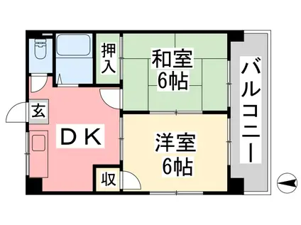 メゾンドモラール(2DK/4階)の間取り写真