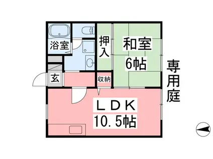 エスライン余戸(1LDK/1階)の間取り写真