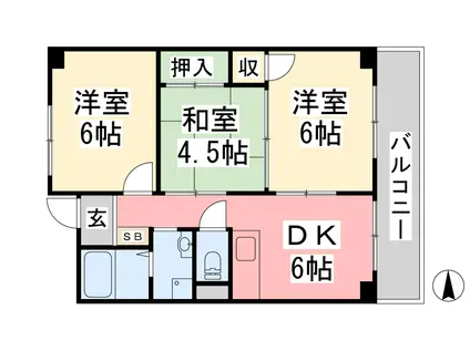 鈴木マンション(3DK/6階)の間取り写真