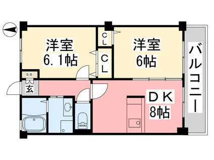 フォブール三浦 2(2DK/3階)の間取り写真