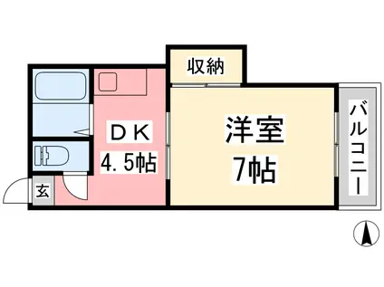 城北サンハイツ(1DK/3階)の間取り写真