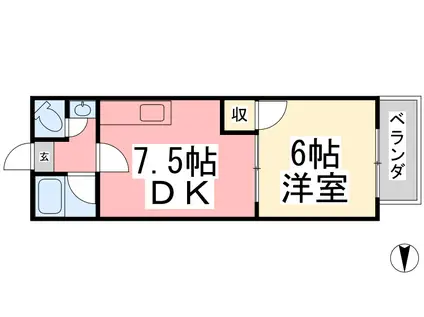 クライム・ユー(1DK/1階)の間取り写真