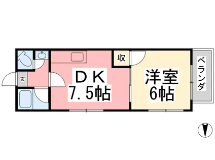 クライム・ユー(1DK/1階)の間取り写真
