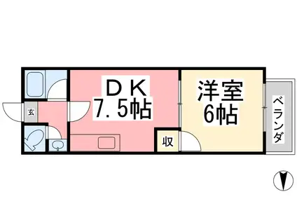 クライム・ユー(1DK/3階)の間取り写真