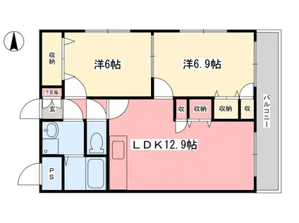 モナーク 余戸(2LDK/3階)の間取り写真