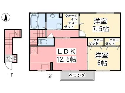 SEJOUR WHITE(2LDK/2階)の間取り写真