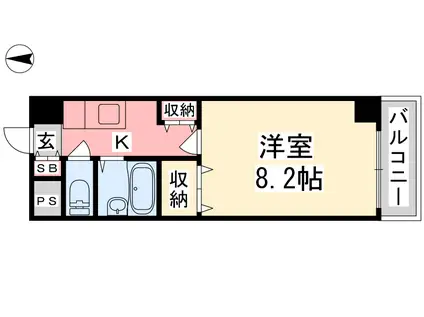 ジョイフル第5中村(1K/3階)の間取り写真