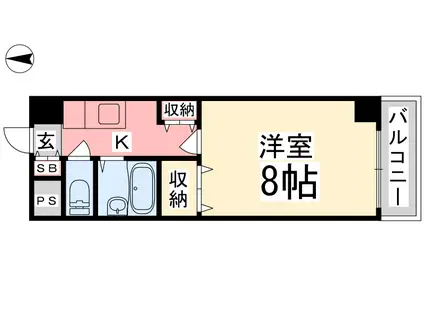 ジョイフル第5中村(1K/3階)の間取り写真