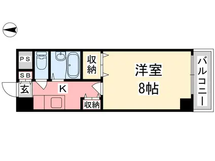 ジョイフル第5中村(1K/4階)の間取り写真