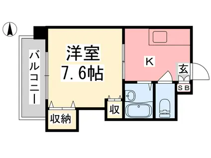 ジョイフル東野(1K/4階)の間取り写真