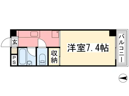 オクトワール松山土居田東館(ワンルーム/1階)の間取り写真