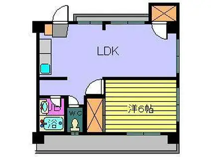 メロディーハイツ束本(1LDK/4階)の間取り写真