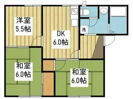 ドエル東山(3DK/2階)の間取り写真