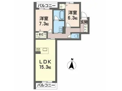シャーメゾン小栗(2LDK/1階)の間取り写真
