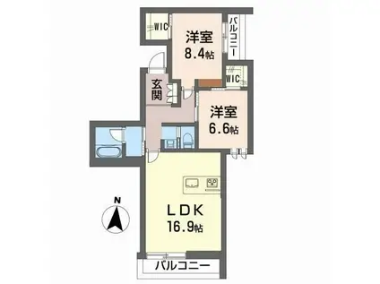 シャーメゾン小栗(2LDK/3階)の間取り写真