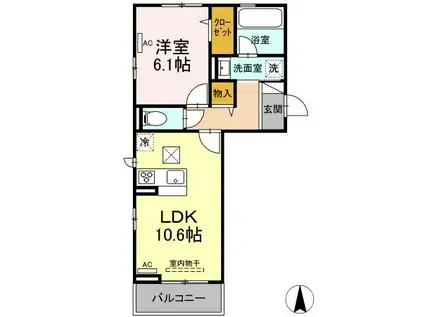 フォレスト和泉A棟(1LDK/2階)の間取り写真