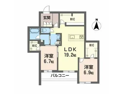 クレールマノワール朝生田(2LDK/2階)の間取り写真