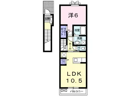 パサージュ南斎院(1LDK/2階)の間取り写真