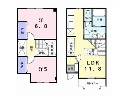 ウイングヒル(2LDK/1階)の間取り写真