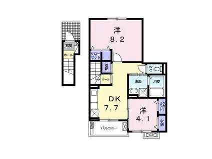アルカンシエルコリーヌ(2DK/2階)の間取り写真