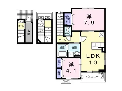 アルカンシエルコリーヌ(2LDK/3階)の間取り写真